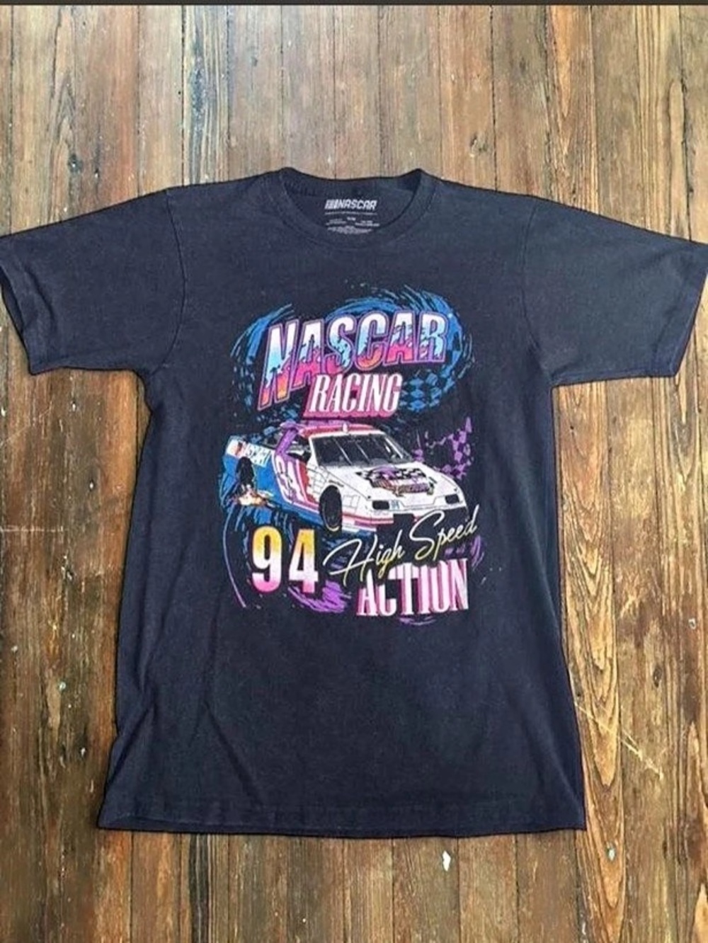 NASCAR Racing 94 Action graphic T-shirt Graphic Tee in Black Size Medium Like
